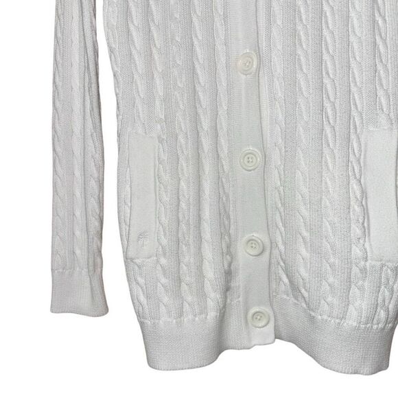 Lilly Pulitzer cable knit hooded button front cardigan white small - Picture 10 of 11